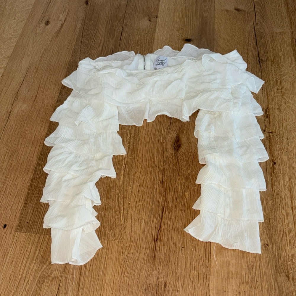 White Ruffle Crop Top